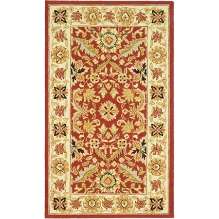 Safavieh 2 ft. - 9 in. x 4 ft. - 9 in. Small Rectangle- Transitional Chelsea Red And Ivory Hand Hooked Rug HK157A-3